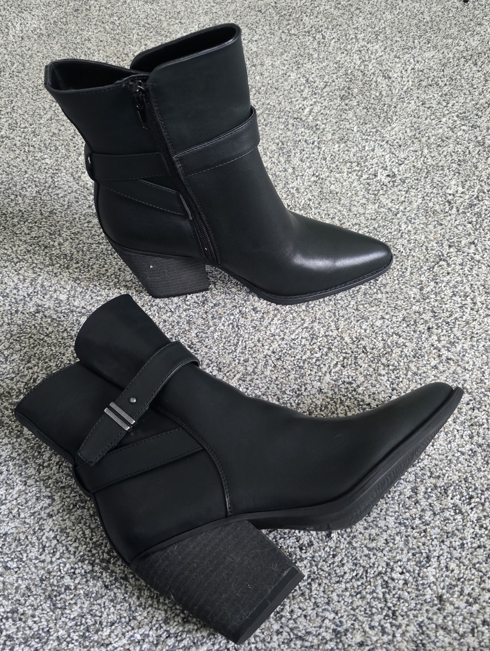 SOUL by Naturalizer Women’s Black Ankle Booties Almond Toe Size 8.5 Faux Leather